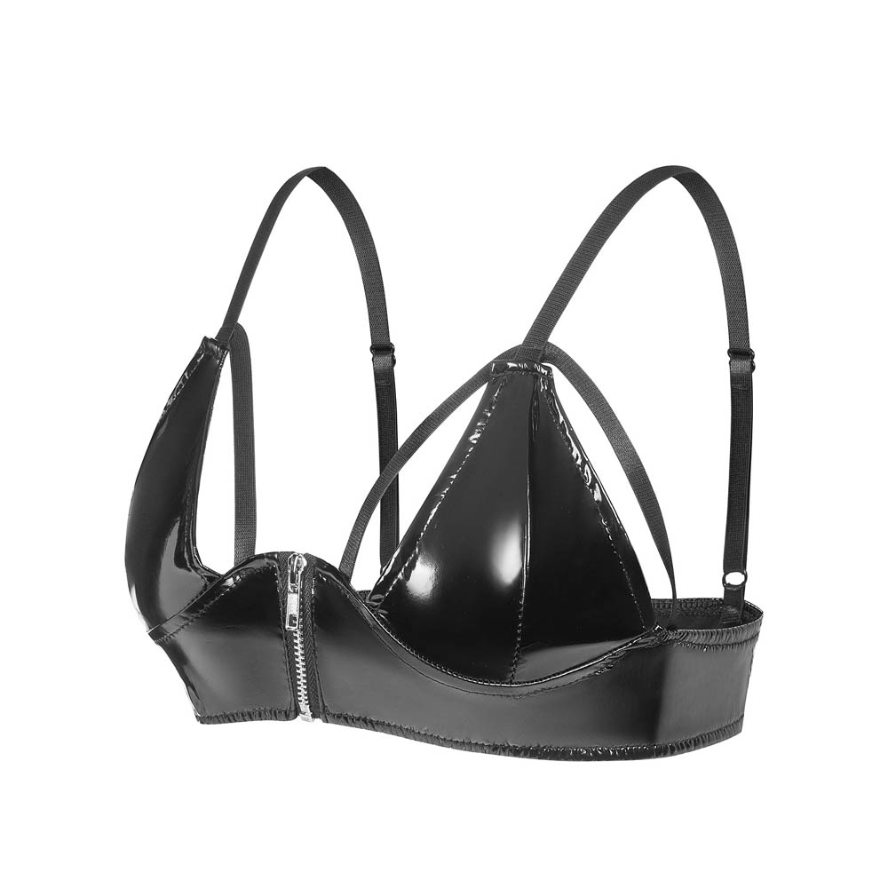 Suspender Tank Top - Woman Open Zipper Halter Bra Sexy
