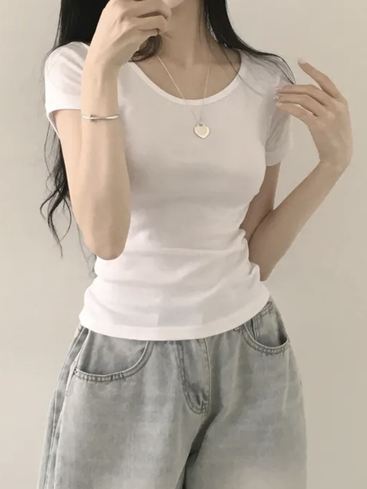 White Short Sleeve T-Shirt Wom - đánh giá và giá Base Layer Top