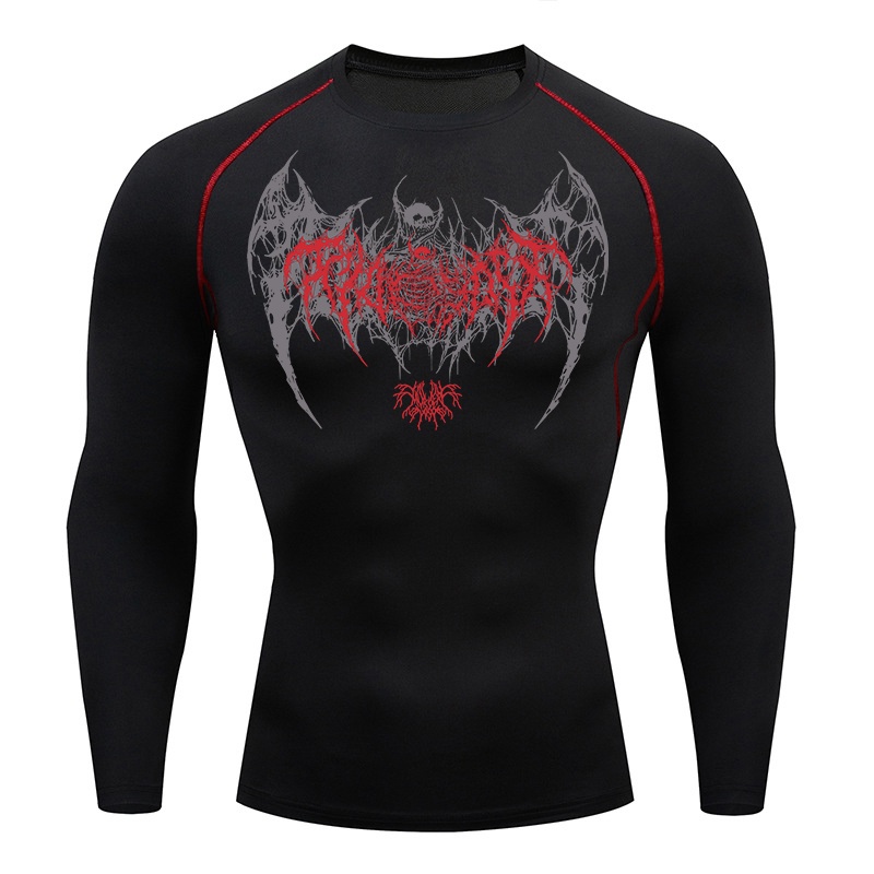 Skull Wings Print Long Sleeve  - đánh giá và giá Base Layer Top